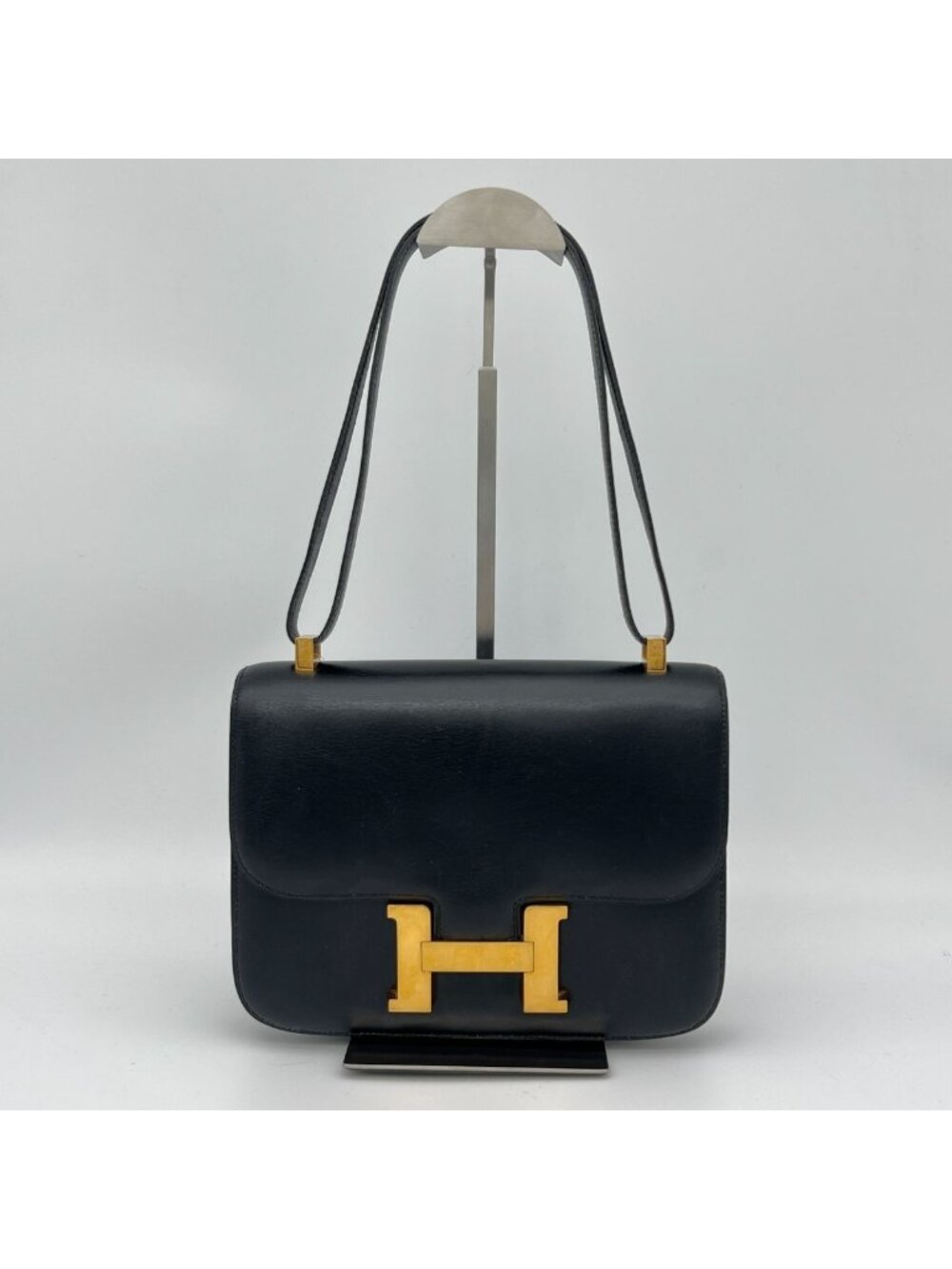 Hermes Constance 23 Shoulder Back Calf Cowhide Box Black Bag